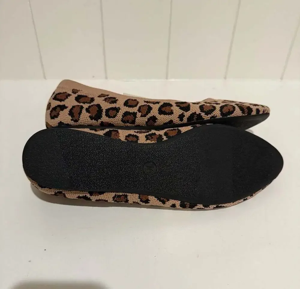 A New Day Women's Claire Knit Washable Ballet Flats in Leopard Print